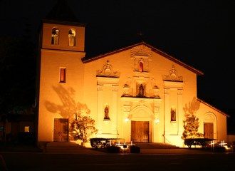 the santa clara mission at night